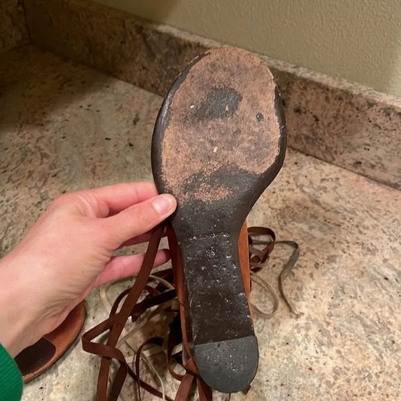 Balenciga woman’s brown wrap around ribbon wedge sandals - Picture 10 of 11